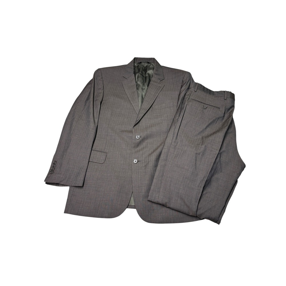 Jos A Bank Classic Collection Men 42R W36 L31 Grey Pinstripe 100% Wool 2 Pc Suit